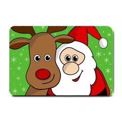 Rudolph And Santa Selfie Small Doormat  by Valentinaart