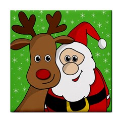 Rudolph And Santa Selfie Face Towel