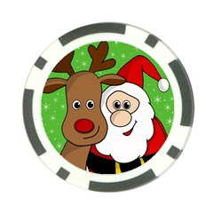 Rudolph And Santa Selfie Poker Chip Card Guards (10 Pack)  by Valentinaart