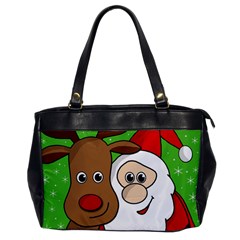 Rudolph And Santa Selfie Office Handbags by Valentinaart