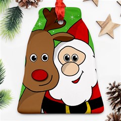 Rudolph And Santa Selfie Bell Ornament (2 Sides) by Valentinaart