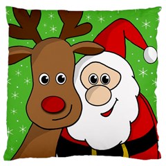 Rudolph And Santa Selfie Large Cushion Case (two Sides) by Valentinaart