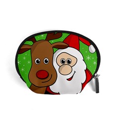 Rudolph And Santa Selfie Accessory Pouches (small)  by Valentinaart