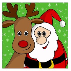 Rudolph And Santa Selfie Large Satin Scarf (square) by Valentinaart