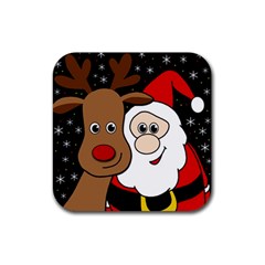 Xmas Selfie Rubber Coaster (square)  by Valentinaart