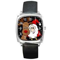 Xmas Selfie Square Metal Watch by Valentinaart