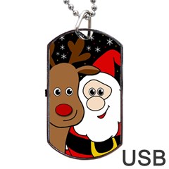 Xmas Selfie Dog Tag Usb Flash (two Sides)  by Valentinaart