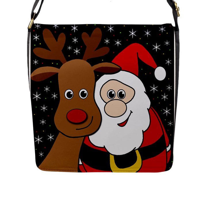 Xmas selfie Flap Messenger Bag (L) 