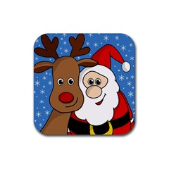 Christmas Selfie Rubber Coaster (square)  by Valentinaart