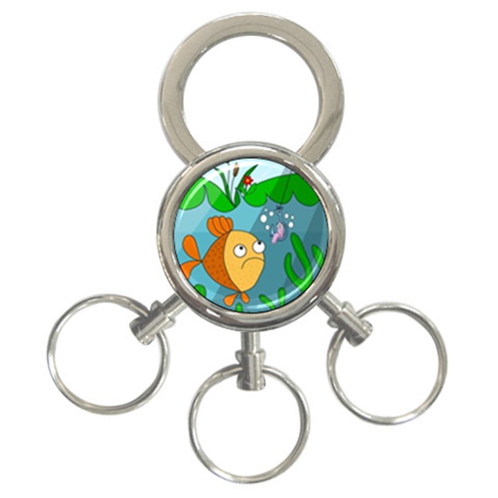 Fish and worm 3-Ring Key Chains