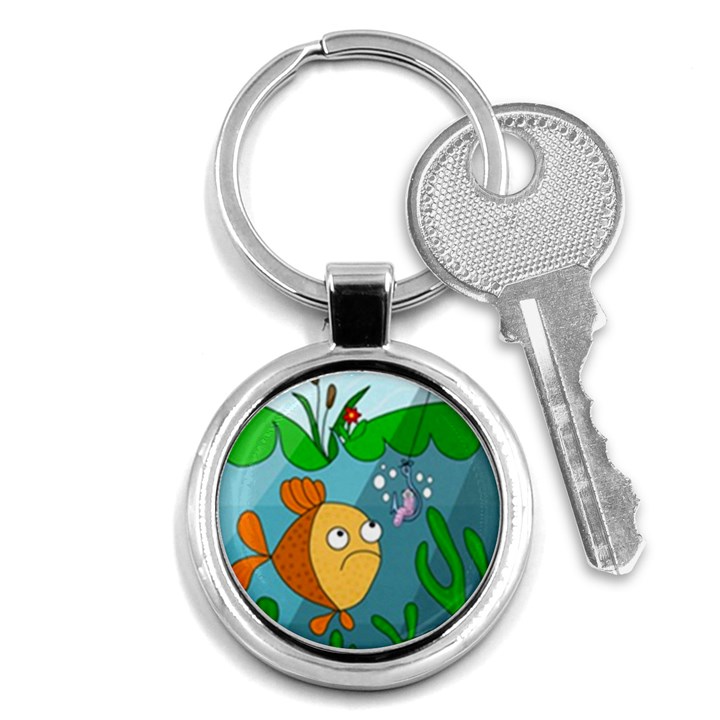 Fish and worm Key Chains (Round) 