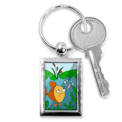 Fish And Worm Key Chains (rectangle)  by Valentinaart