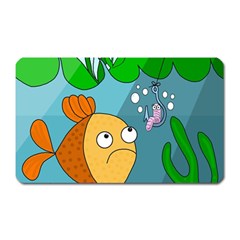 Fish And Worm Magnet (rectangular) by Valentinaart