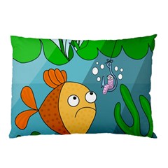 Fish And Worm Pillow Case by Valentinaart