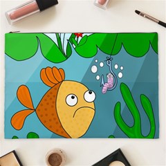 Fish And Worm Cosmetic Bag (xxl)  by Valentinaart