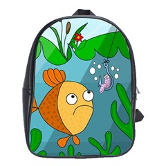 Fish And Worm School Bags (xl)  by Valentinaart