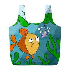 Fish And Worm Full Print Recycle Bags (l) 