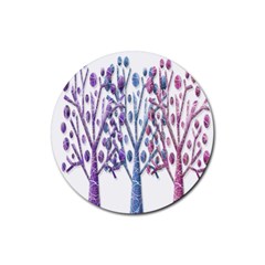 Magical Pastel Trees Rubber Round Coaster (4 Pack)  by Valentinaart