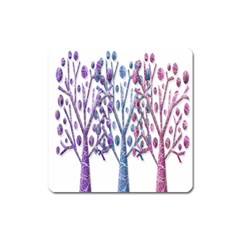 Magical Pastel Trees Square Magnet by Valentinaart