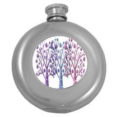 Magical Pastel Trees Round Hip Flask (5 Oz) by Valentinaart