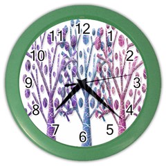 Magical Pastel Trees Color Wall Clocks by Valentinaart