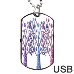 Magical Pastel Trees Dog Tag Usb Flash (two Sides)  by Valentinaart