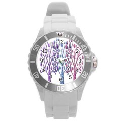 Magical Pastel Trees Round Plastic Sport Watch (l) by Valentinaart