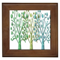 Magical Green Trees Framed Tiles by Valentinaart