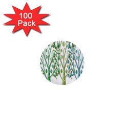 Magical Green Trees 1  Mini Buttons (100 Pack)  by Valentinaart