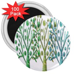 Magical Green Trees 3  Magnets (100 Pack) by Valentinaart