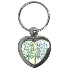 Magical Green Trees Key Chains (heart)  by Valentinaart