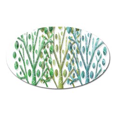 Magical Green Trees Oval Magnet by Valentinaart