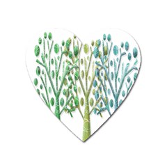 Magical Green Trees Heart Magnet by Valentinaart