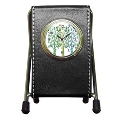 Magical Green Trees Pen Holder Desk Clocks by Valentinaart