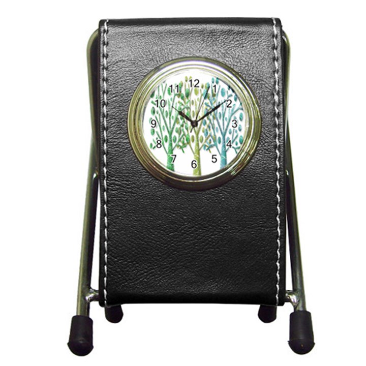 Magical green trees Pen Holder Desk Clocks