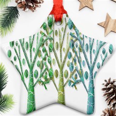 Magical Green Trees Star Ornament (two Sides)  by Valentinaart