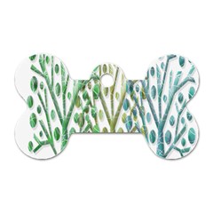 Magical Green Trees Dog Tag Bone (two Sides) by Valentinaart