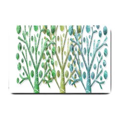 Magical Green Trees Small Doormat  by Valentinaart