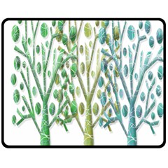 Magical Green Trees Fleece Blanket (medium)  by Valentinaart