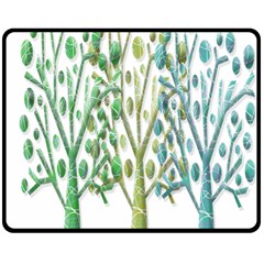 Magical Green Trees Double Sided Fleece Blanket (medium)  by Valentinaart