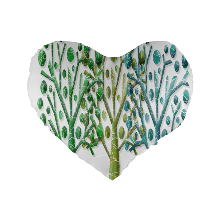 Magical green trees Standard 16  Premium Flano Heart Shape Cushions