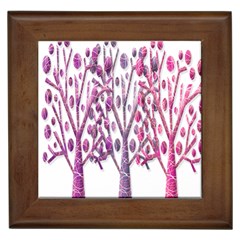 Magical Pink Trees Framed Tiles by Valentinaart