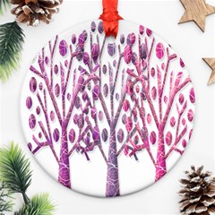 Magical Pink Trees Round Ornament (two Sides)  by Valentinaart