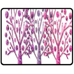 Magical Pink Trees Fleece Blanket (medium)  by Valentinaart