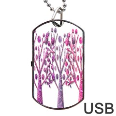 Magical Pink Trees Dog Tag Usb Flash (two Sides)  by Valentinaart