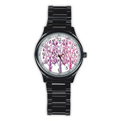 Magical Pink Trees Stainless Steel Round Watch by Valentinaart