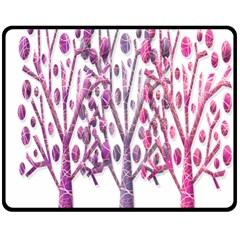 Magical Pink Trees Double Sided Fleece Blanket (medium)  by Valentinaart