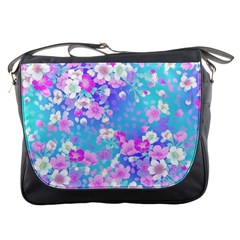 Colorful Pastel Flowers  Messenger Bags by Brittlevirginclothing