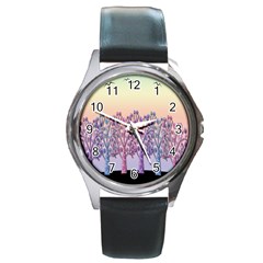 Magical Hill Round Metal Watch by Valentinaart