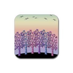 Magical Hill Rubber Coaster (square)  by Valentinaart